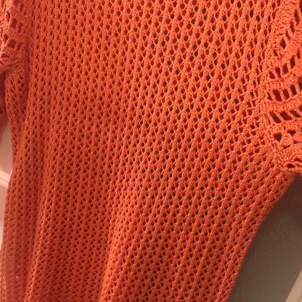 CB Established 1962 Orange Crochet Women Sweater boho beach wear